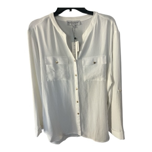 grand & greene Tops - Grand & Greene Ivory Button-Up Shirt
